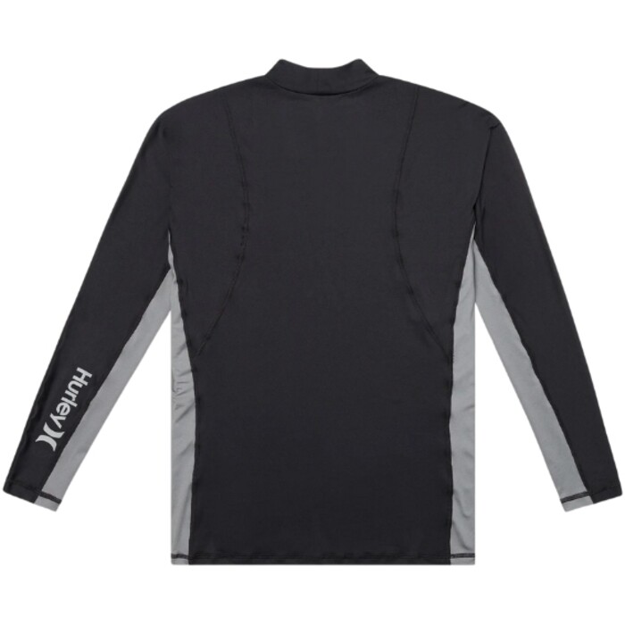 2024 Hurley Mens Channel Crossing Paddle Series Long Sleeve Rash Vest MAT0001050 - Dark Stone Grey